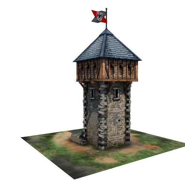 Medieval Building 06 Defence Tower Low-poly 3D model_10