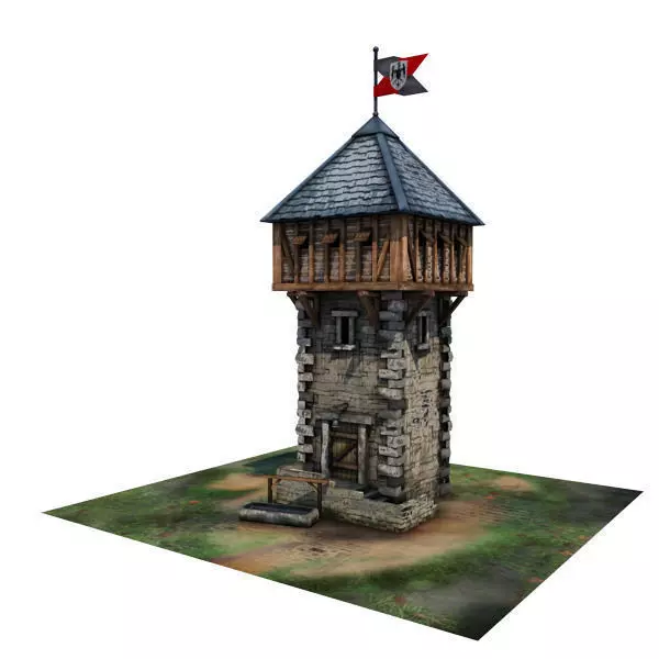 Medieval Building 06 Defence Tower Low-poly 3D model_0