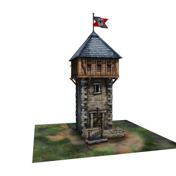 Medieval Building 06 Defence Tower Low-poly 3D model_2
