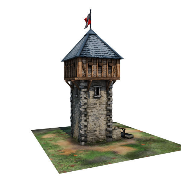 Medieval Building 06 Defence Tower Low-poly 3D model_6