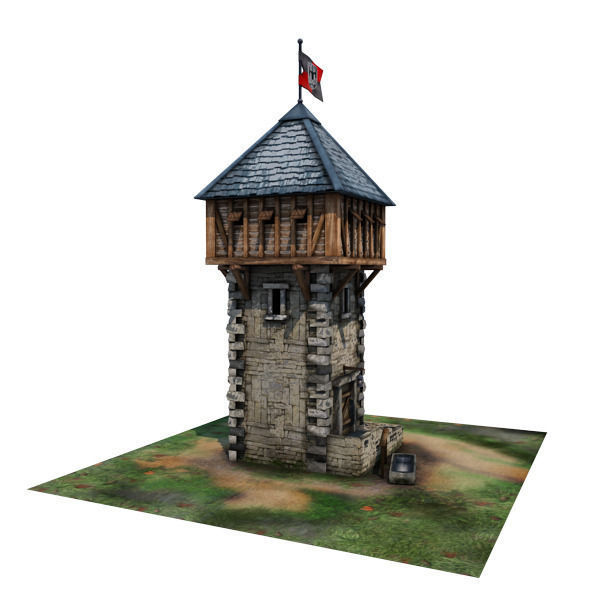 Medieval Building 06 Defence Tower Low-poly 3D model_4