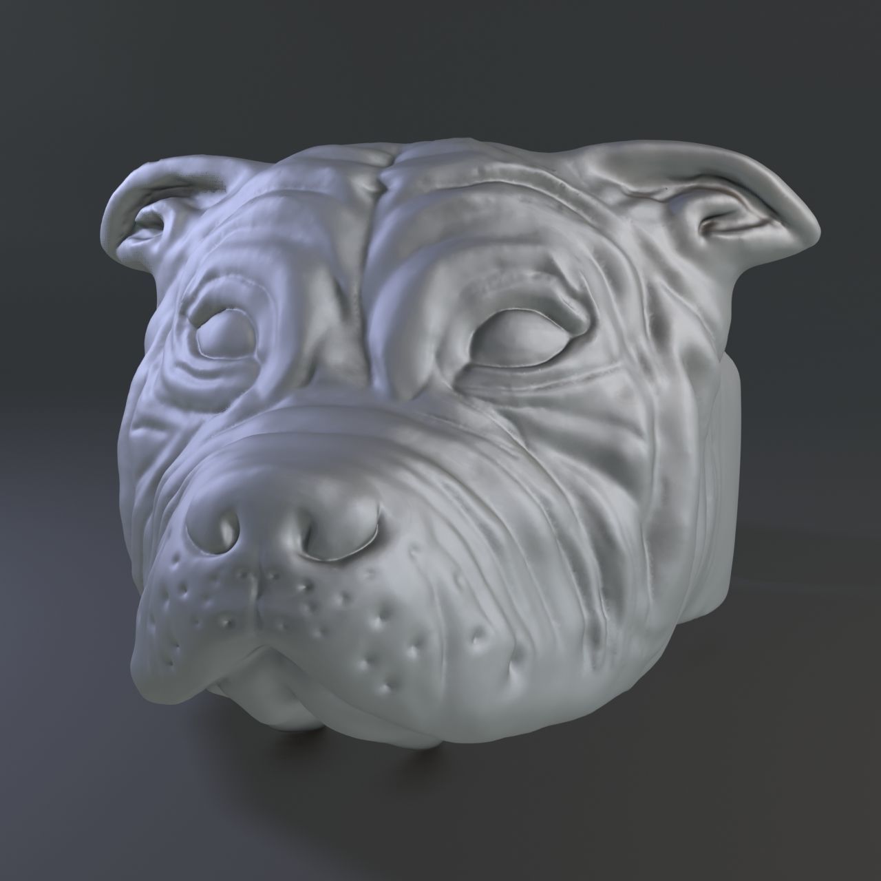 Ring with dog face 3D print model_3