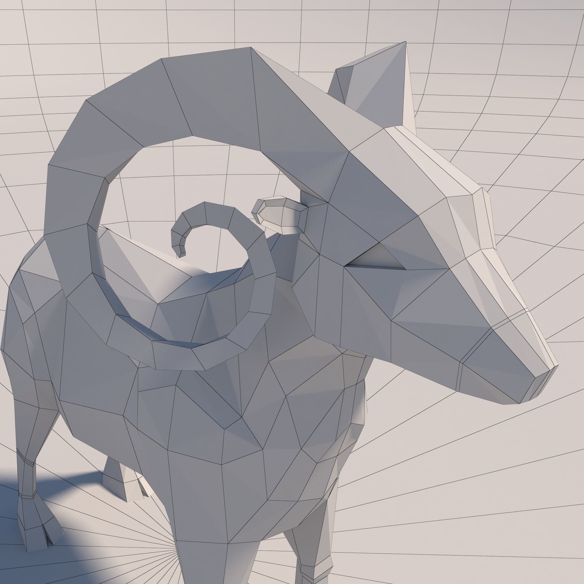 Game Ready Low-Poly Goat polygonal sheep Low-poly 3D model_16