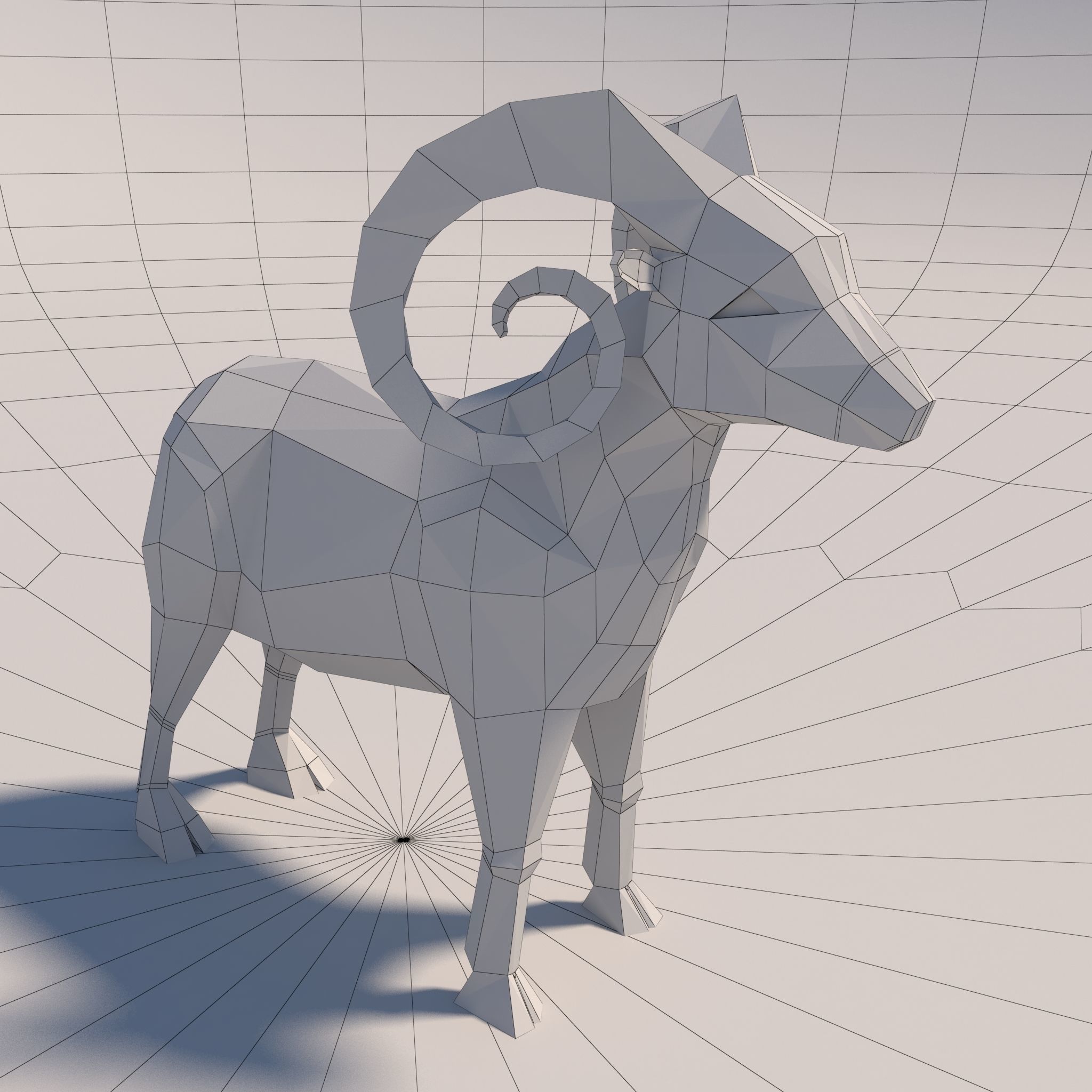 Game Ready Low-Poly Goat polygonal sheep Low-poly 3D model_2