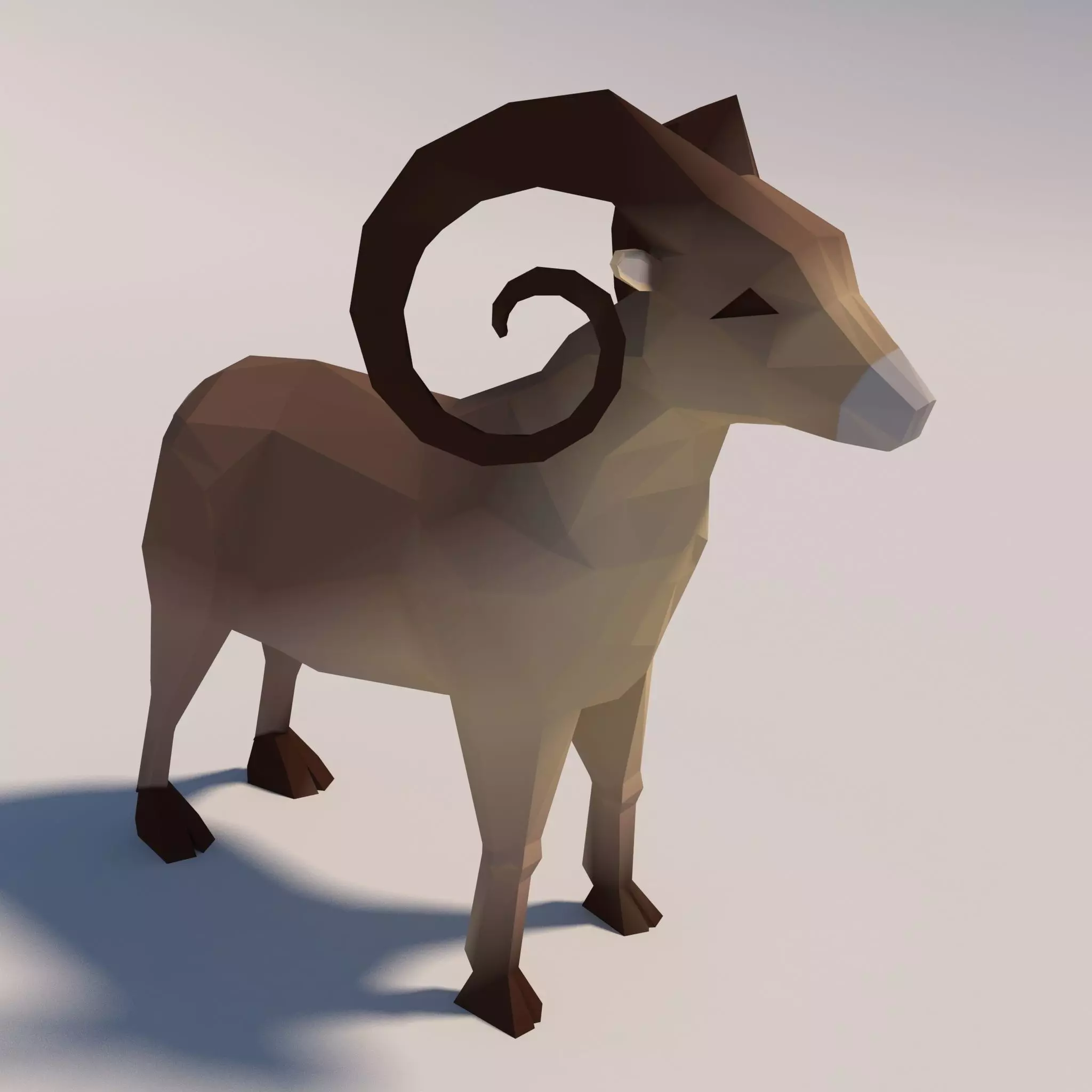 Game Ready Low-Poly Goat polygonal sheep Low-poly 3D model_0