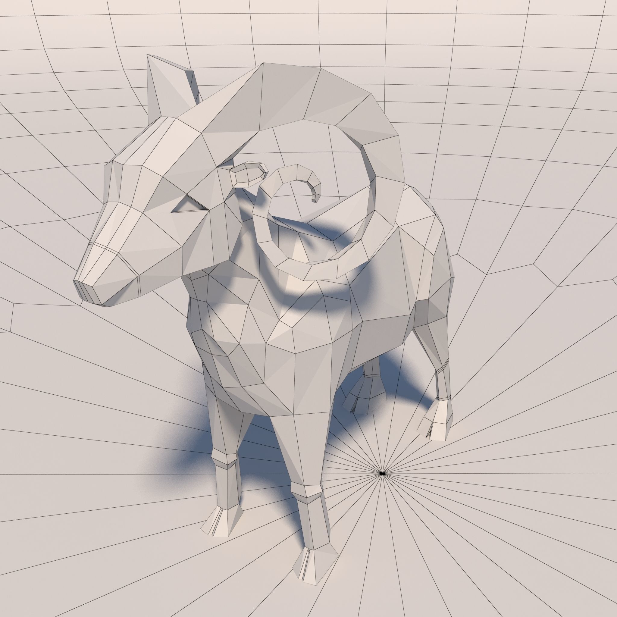 Game Ready Low-Poly Goat polygonal sheep Low-poly 3D model_4