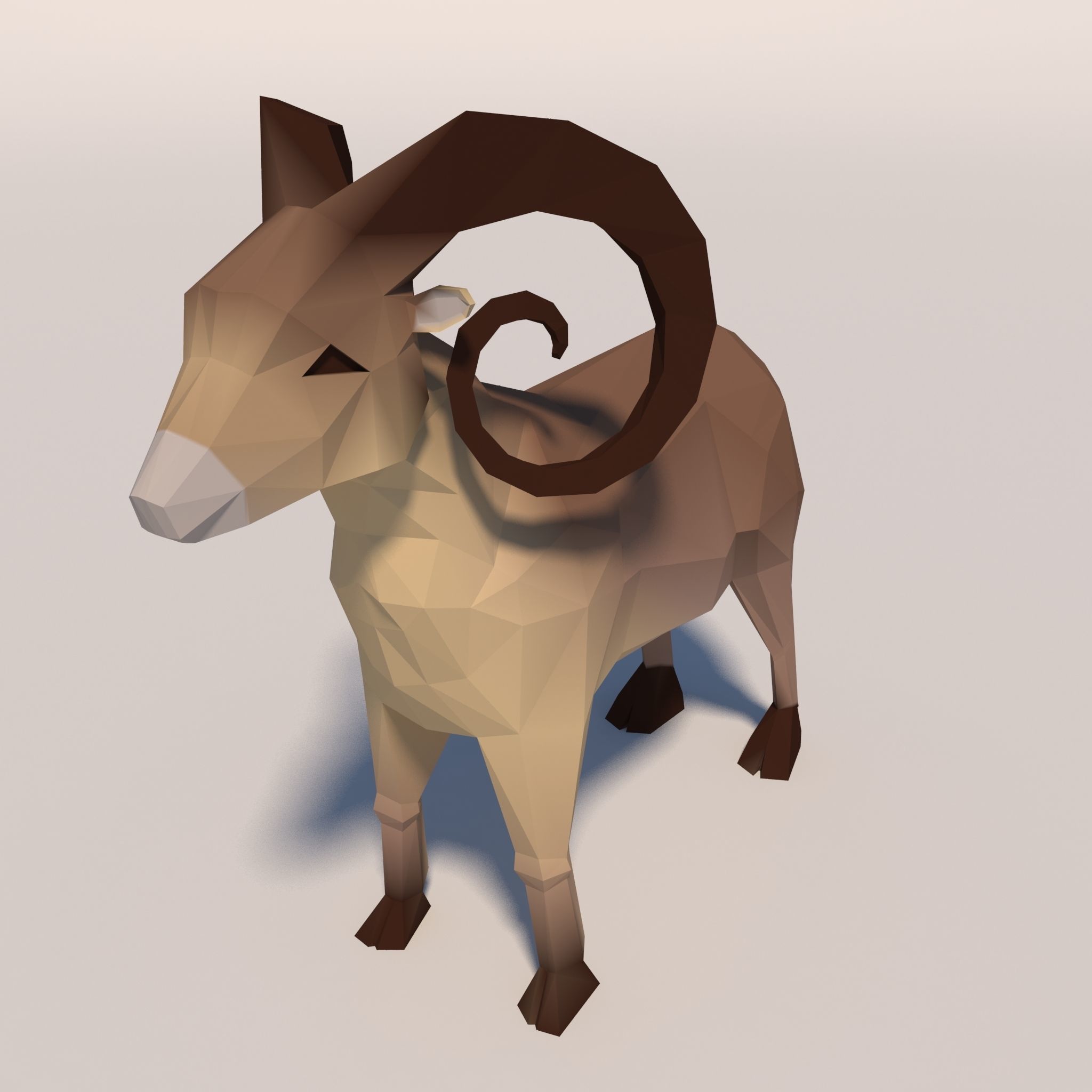 Game Ready Low-Poly Goat polygonal sheep Low-poly 3D model_3