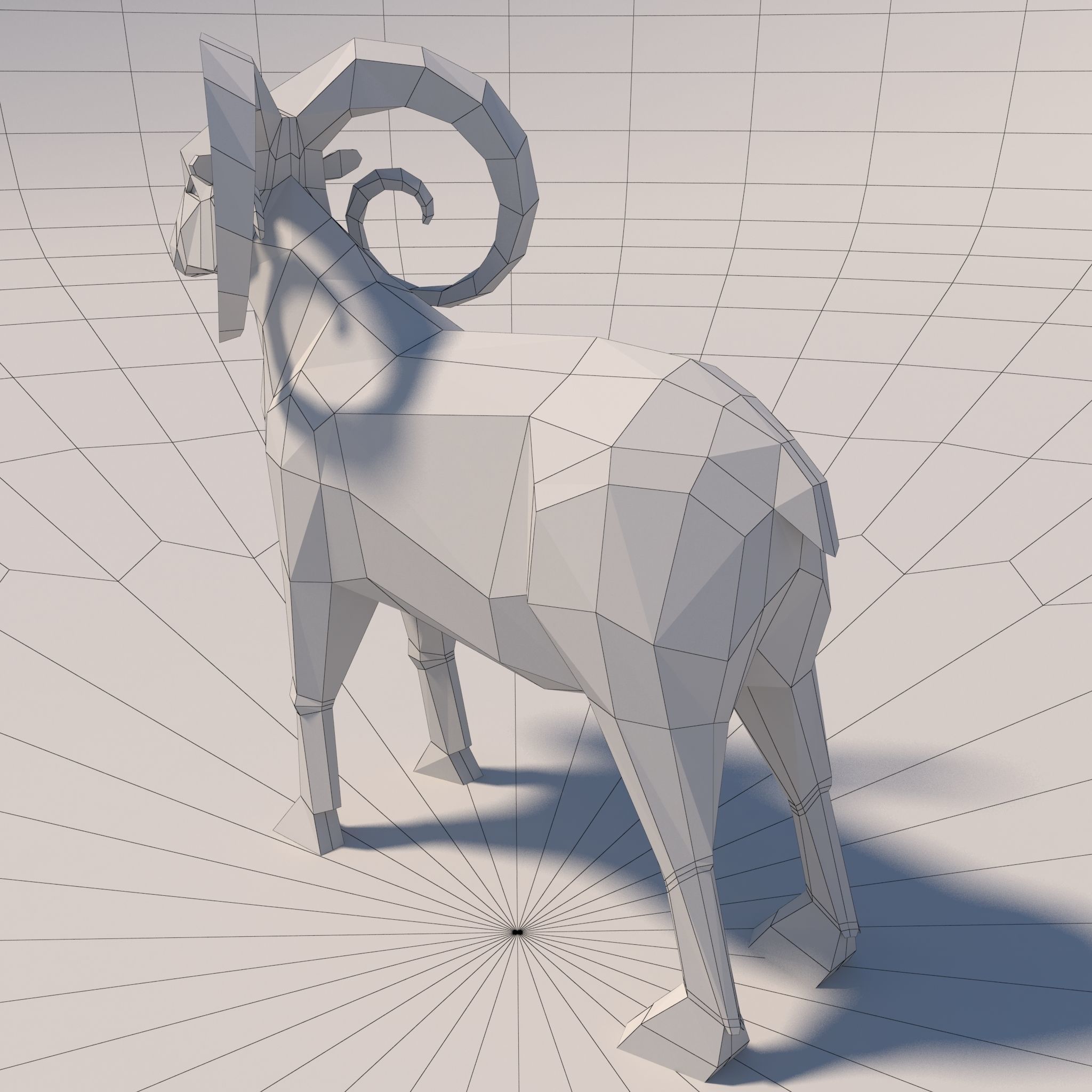 Game Ready Low-Poly Goat polygonal sheep Low-poly 3D model_8