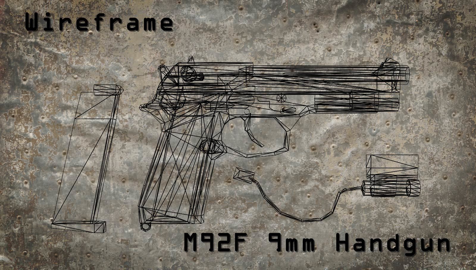 M92F 9mm Handgun - Low-poly  Low-poly 3D model_3