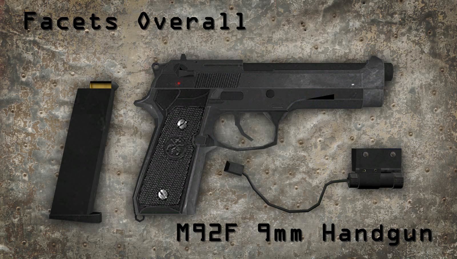 M92F 9mm Handgun - Low-poly  Low-poly 3D model_2