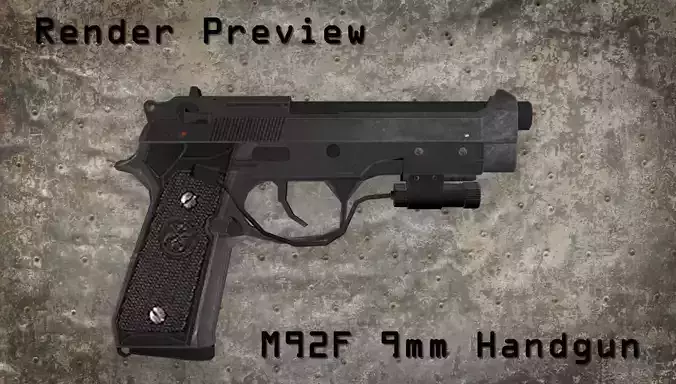 M92F 9mm Handgun - Low-poly 
