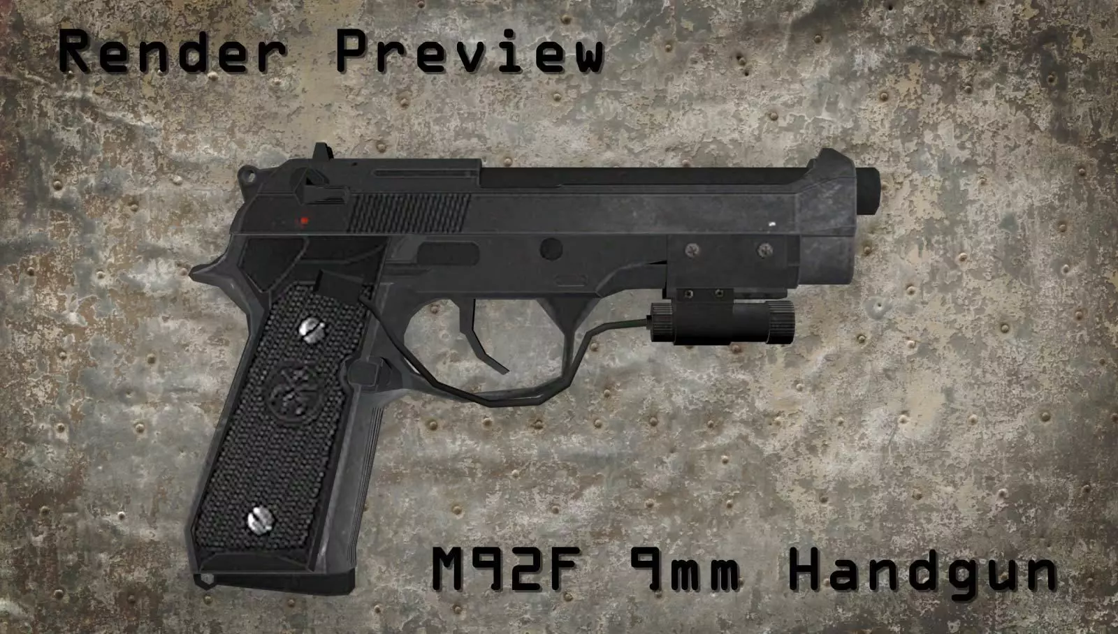 M92F 9mm Handgun - Low-poly  Low-poly 3D model_0