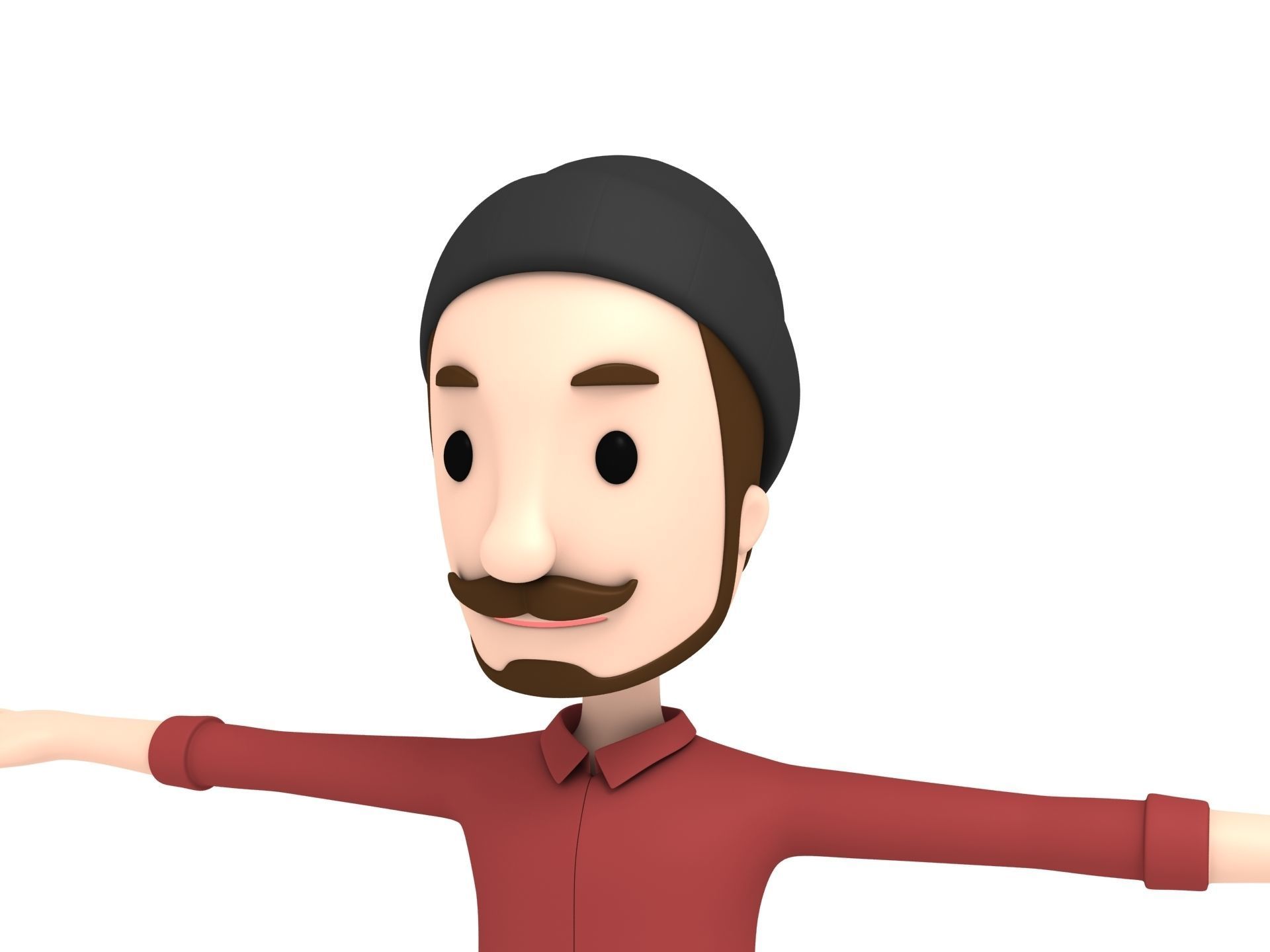 CartoonMan028 Hipster 3D model_4