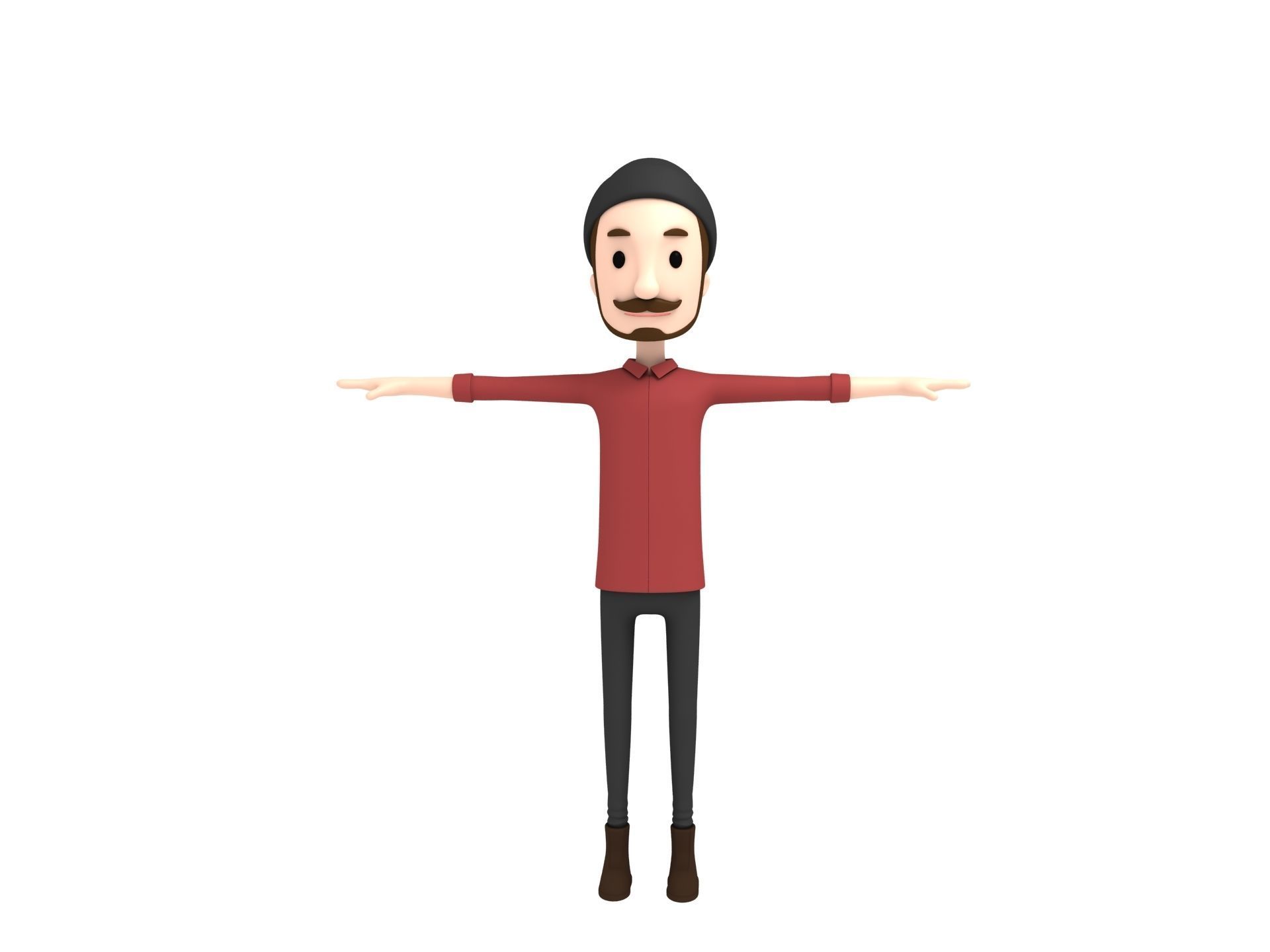 CartoonMan028 Hipster 3D model_1