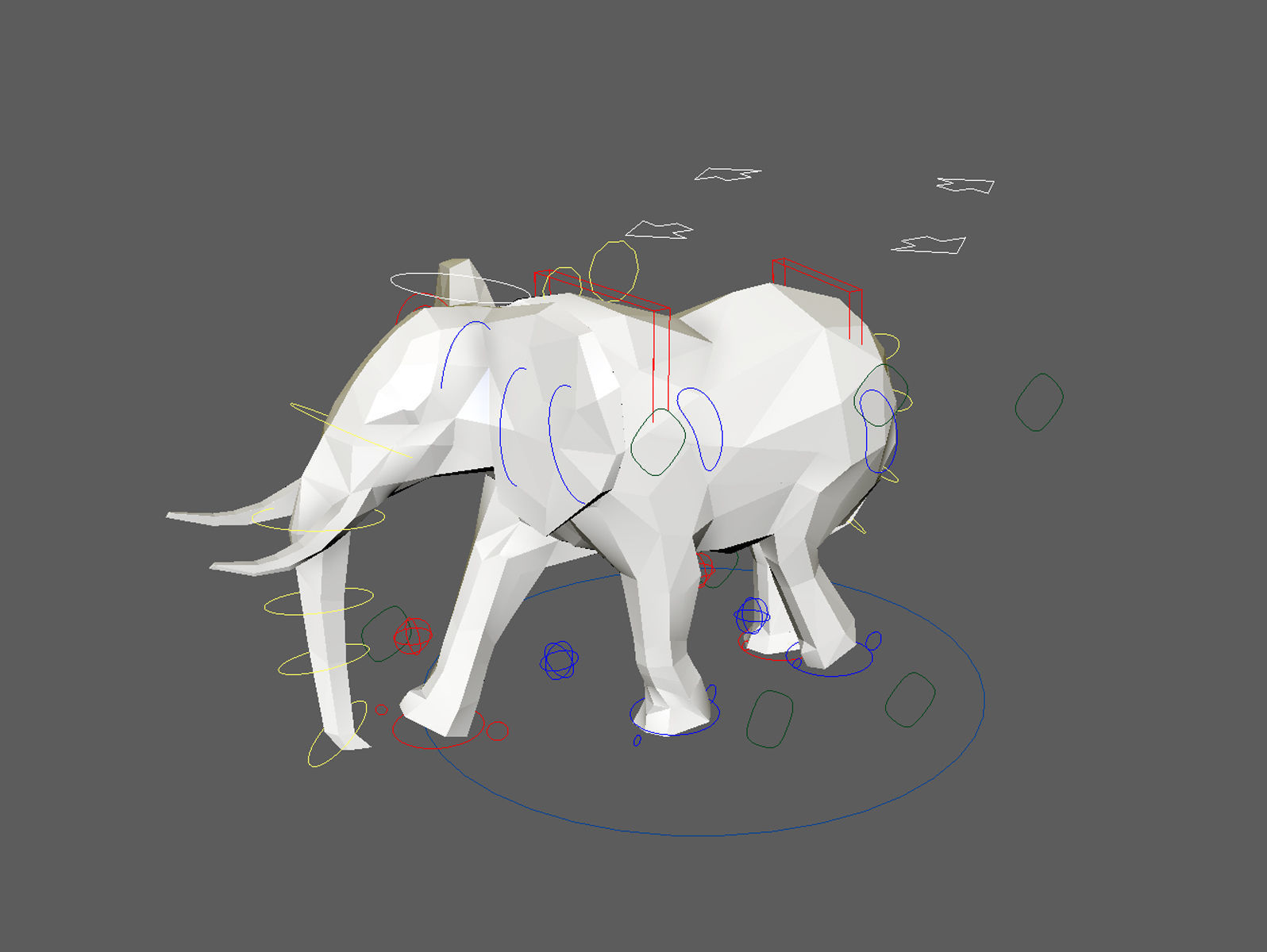 Rigged Elephant seamless walk cycle - Low-poly 3D model_9