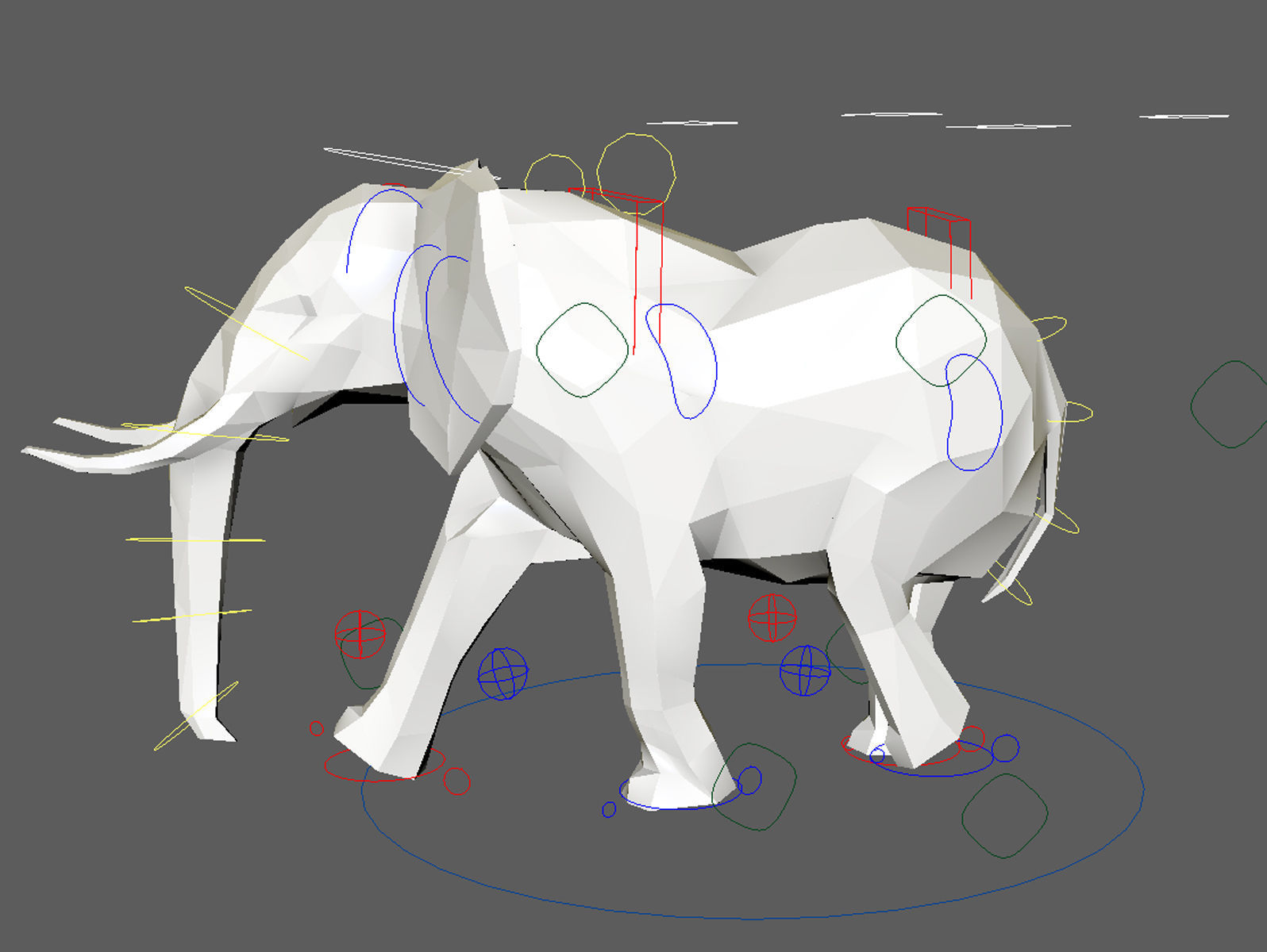Rigged Elephant seamless walk cycle - Low-poly 3D model_8