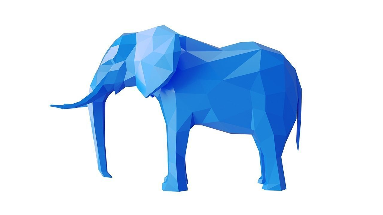 Rigged Elephant seamless walk cycle - Low-poly 3D model_6