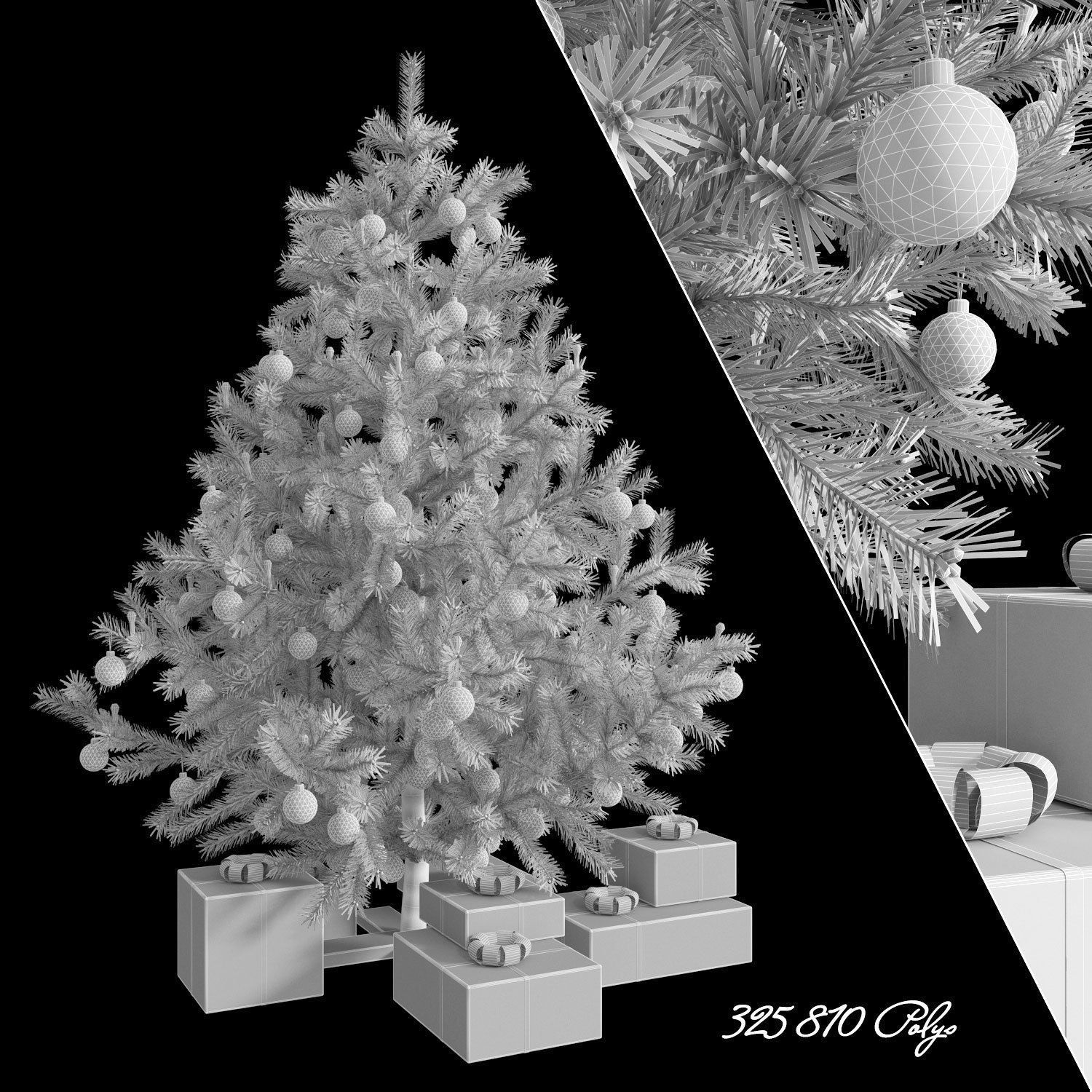 Spruce artificial New Year 3D model_2