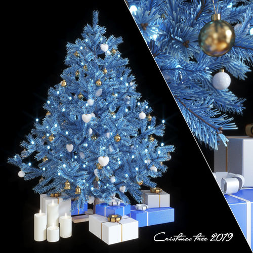 Fir-tree artificial New Year blue 3D model