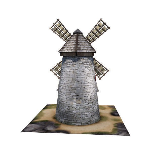 Medieval Building 09 Windmill Low-poly 3D model_8
