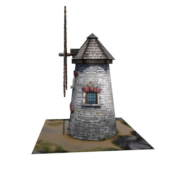 Medieval Building 09 Windmill Low-poly 3D model_12