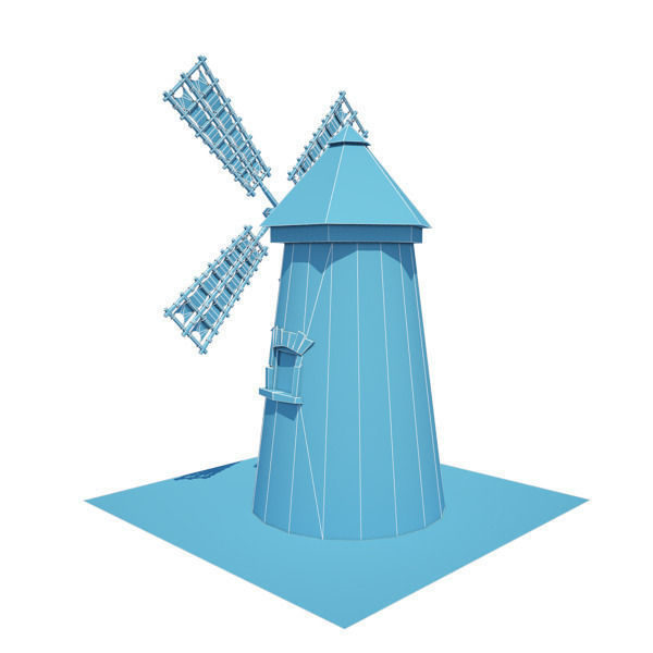 Medieval Building 09 Windmill Low-poly 3D model_11