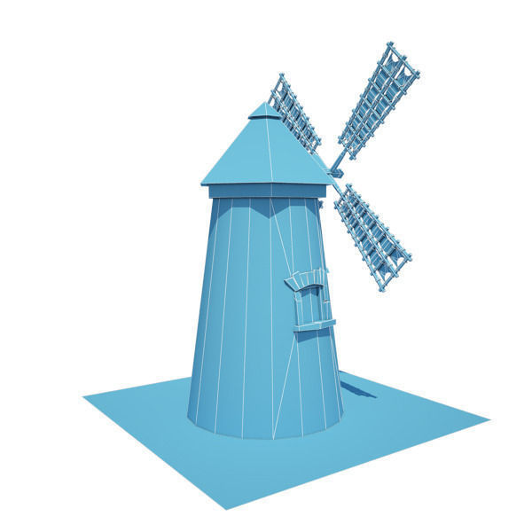 Medieval Building 09 Windmill Low-poly 3D model_7