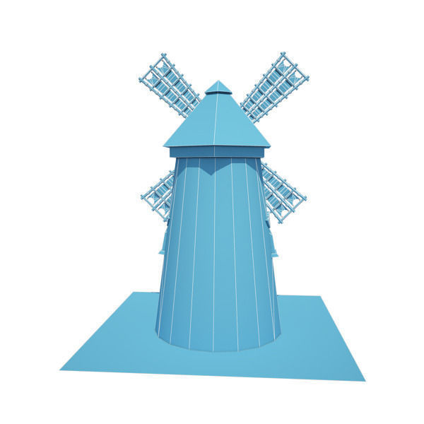 Medieval Building 09 Windmill Low-poly 3D model_9