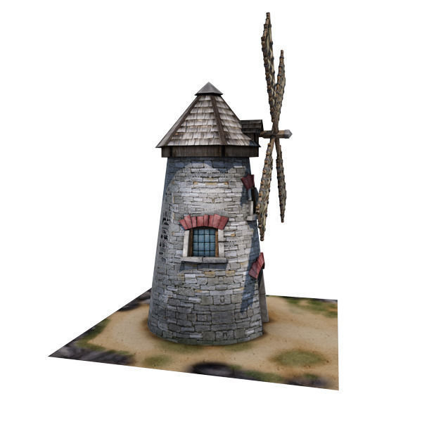 Medieval Building 09 Windmill Low-poly 3D model_4