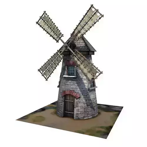 Medieval Building 09 Windmill Low-poly 3D model