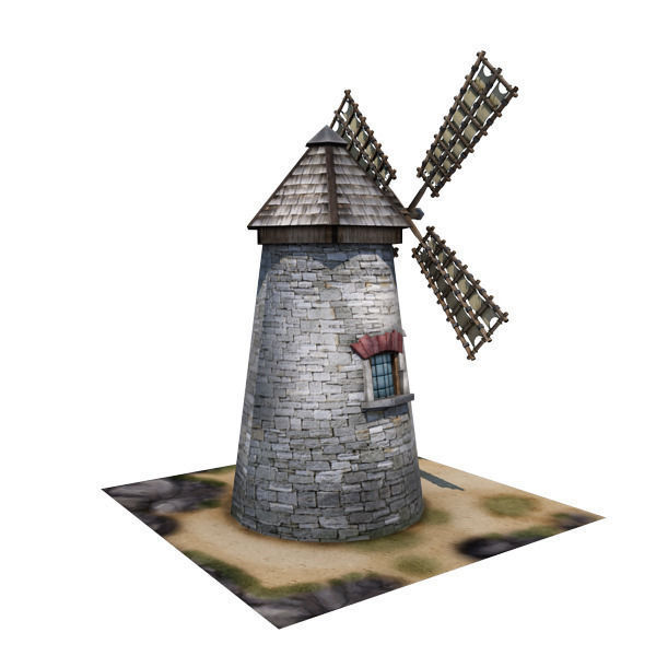 Medieval Building 09 Windmill Low-poly 3D model_6