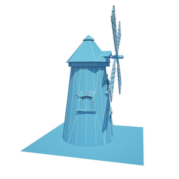 Medieval Building 09 Windmill Low-poly 3D model_5