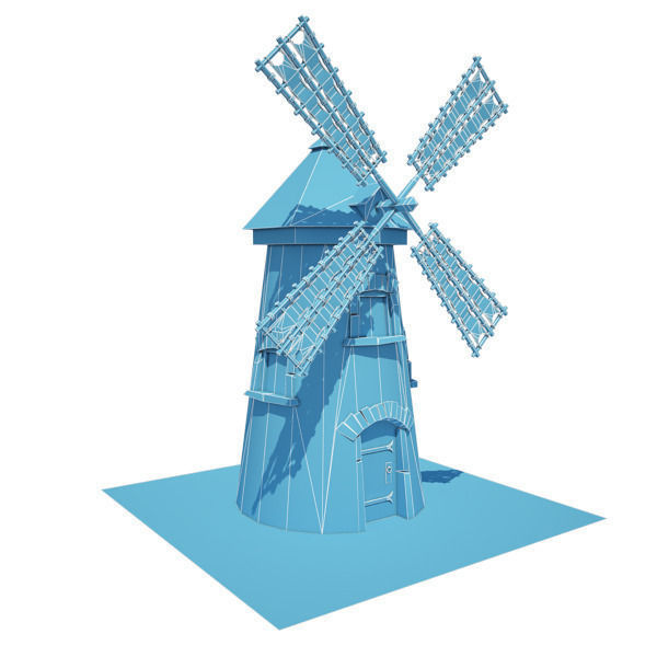Medieval Building 09 Windmill Low-poly 3D model_3