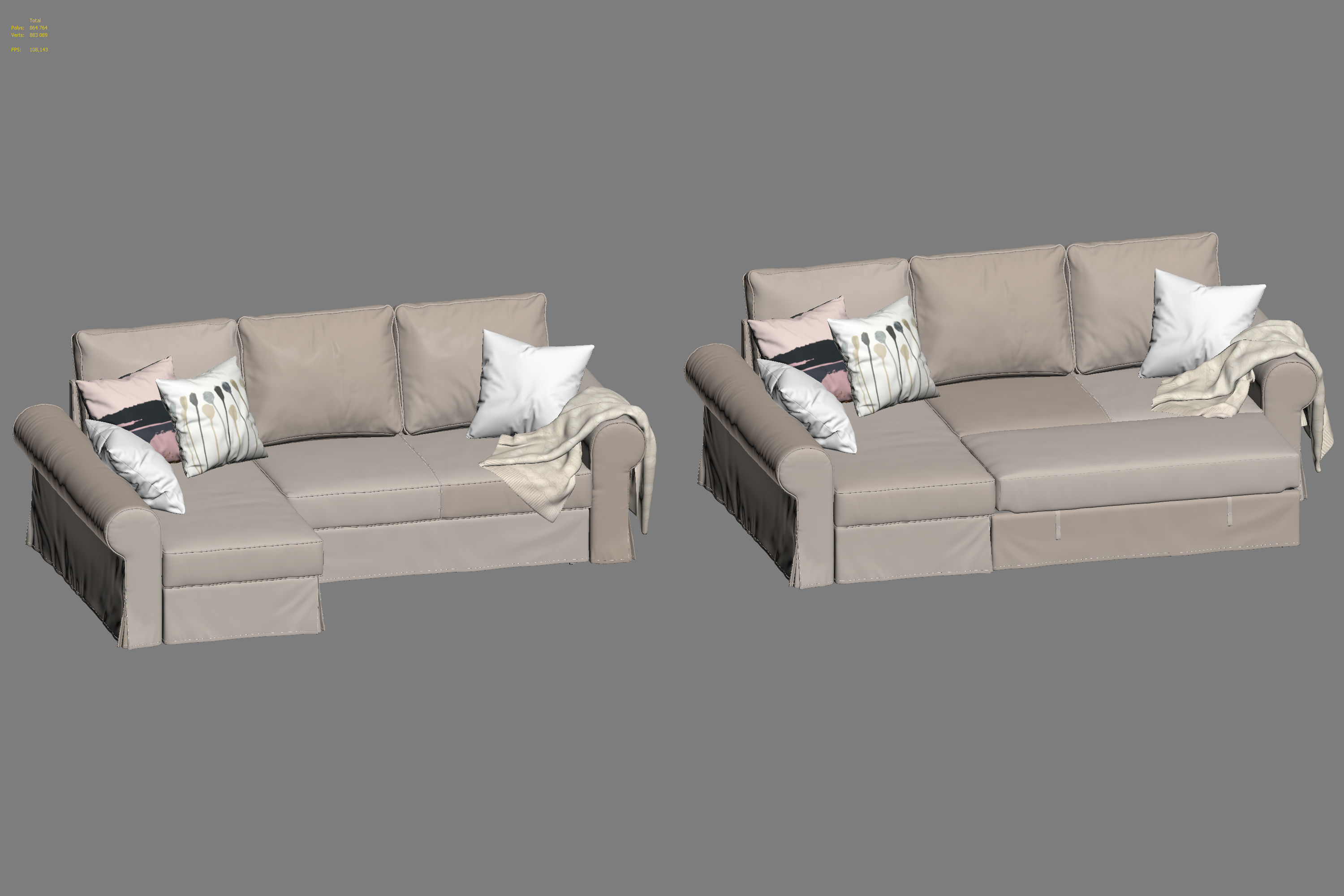 Backabro 2 sofas Ikea 3D model_26