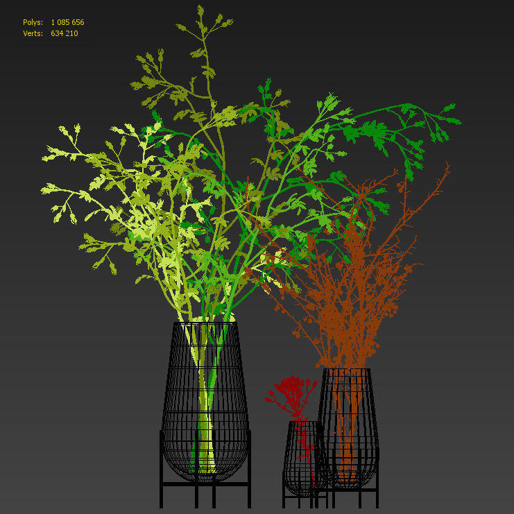 Twigs in Echasse Vases 3D model_9