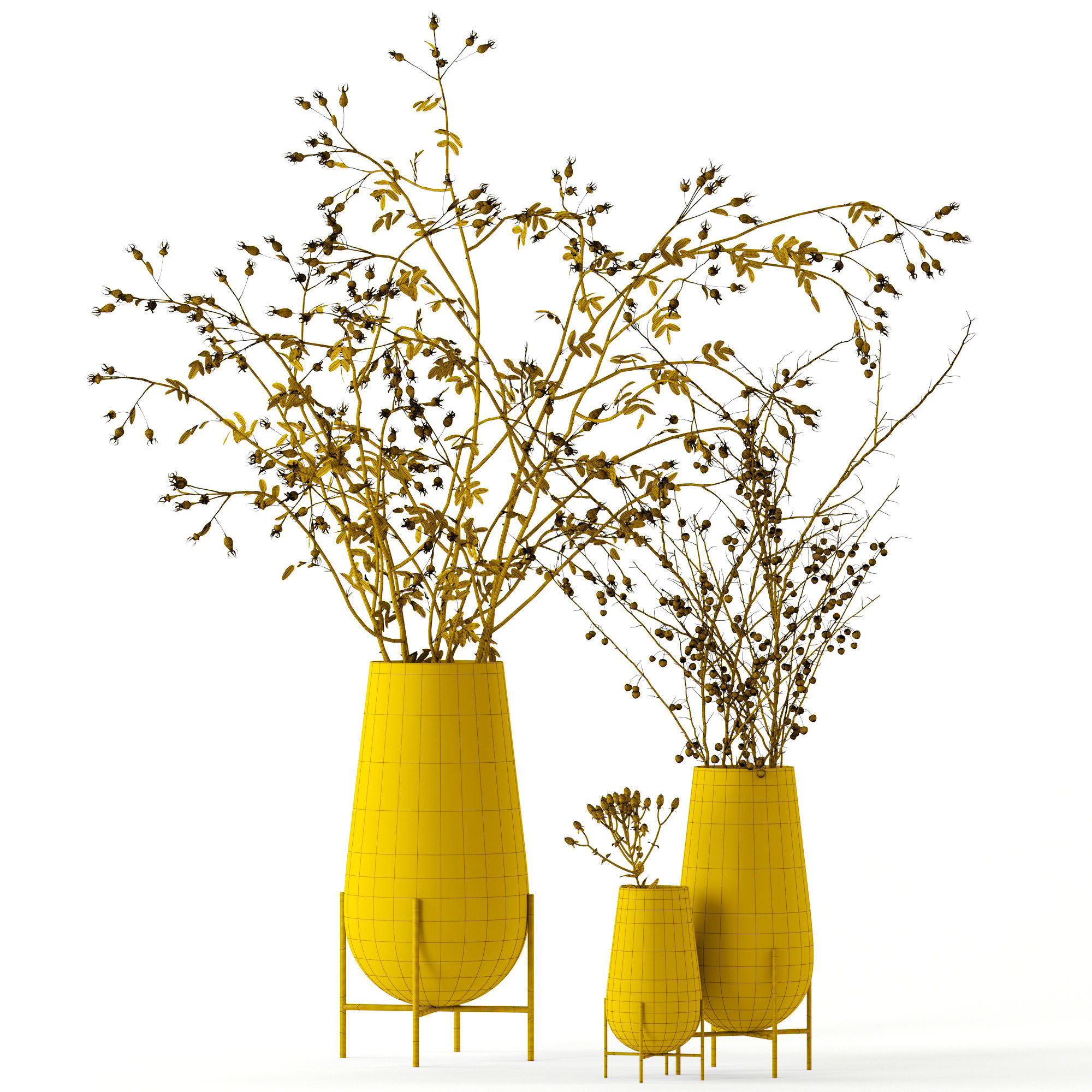 Twigs in Echasse Vases 3D model_7