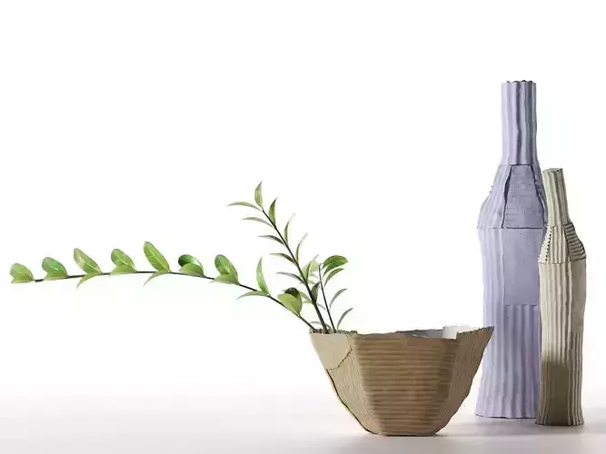 Paper Clay Vase Bottles and Plants