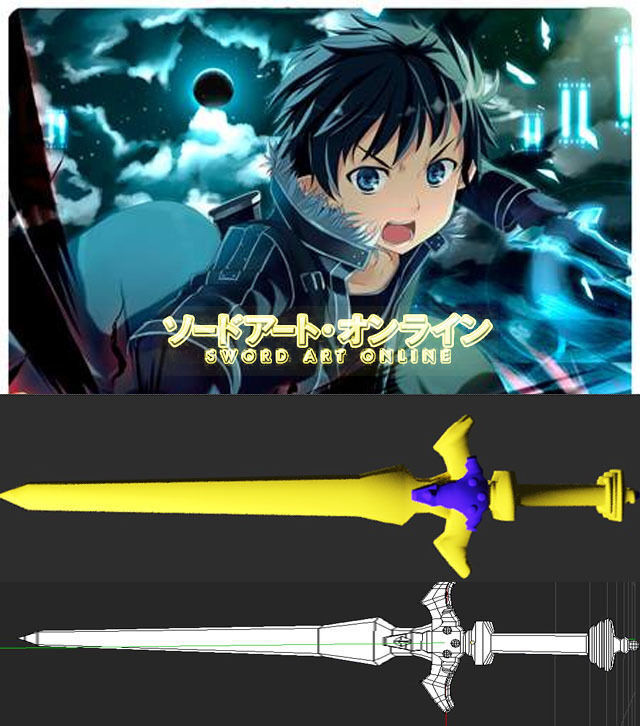 Sword Art Online - Holy Sword Excalibur Low-poly 3D model_1