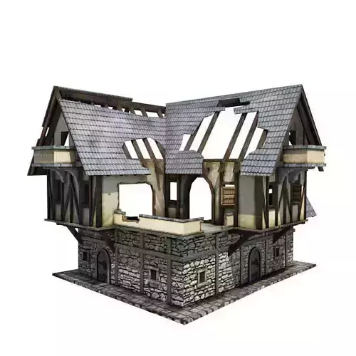 Medieval Building 12 Ruined Coaching Inn Low-poly 3D model