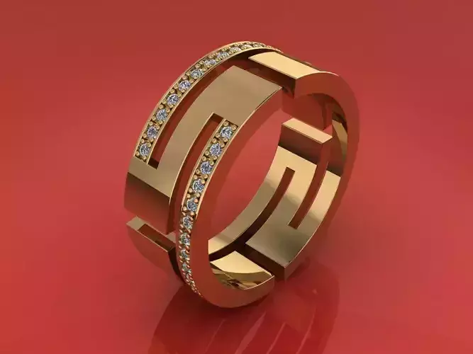 Ring with gems 3D print model 3D print model