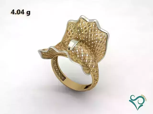 Golden flower ring 3d ring