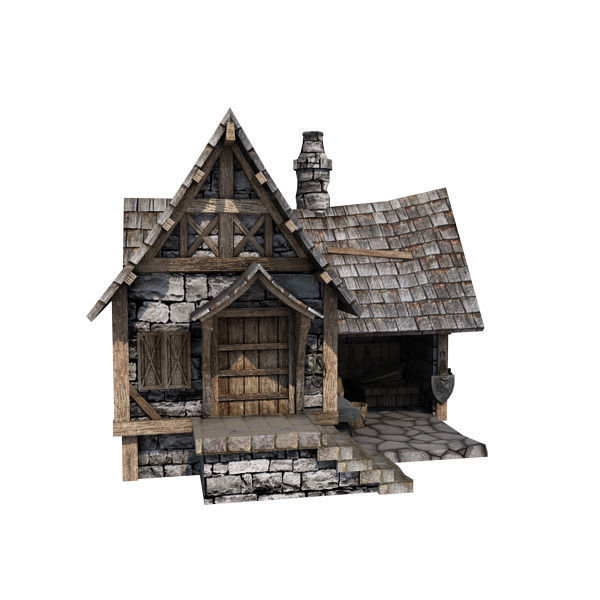 Medieval Building 14 Blacksmith Forge Low-poly 3D model_2