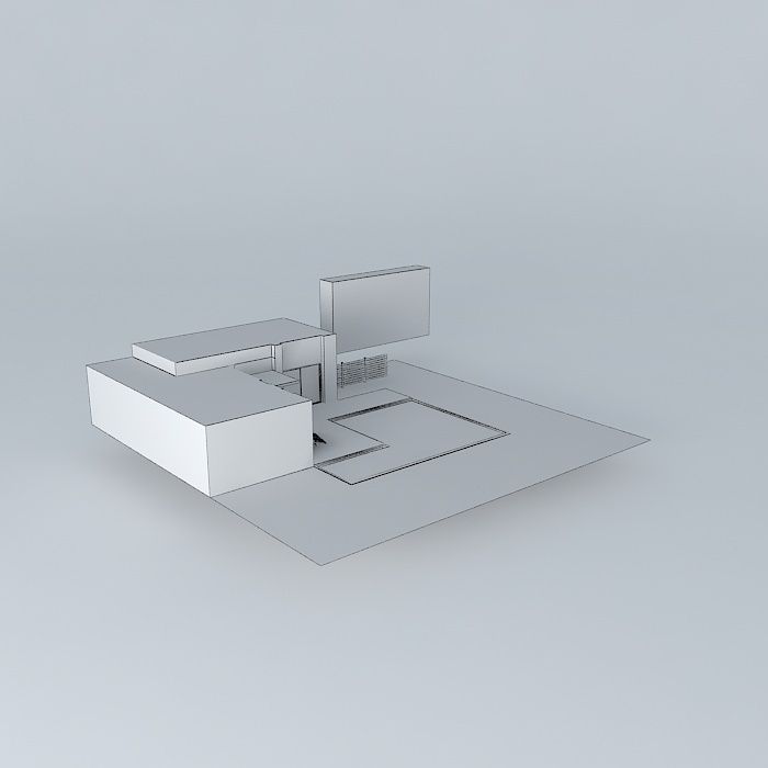 Modern house with pool Free 3D model_3