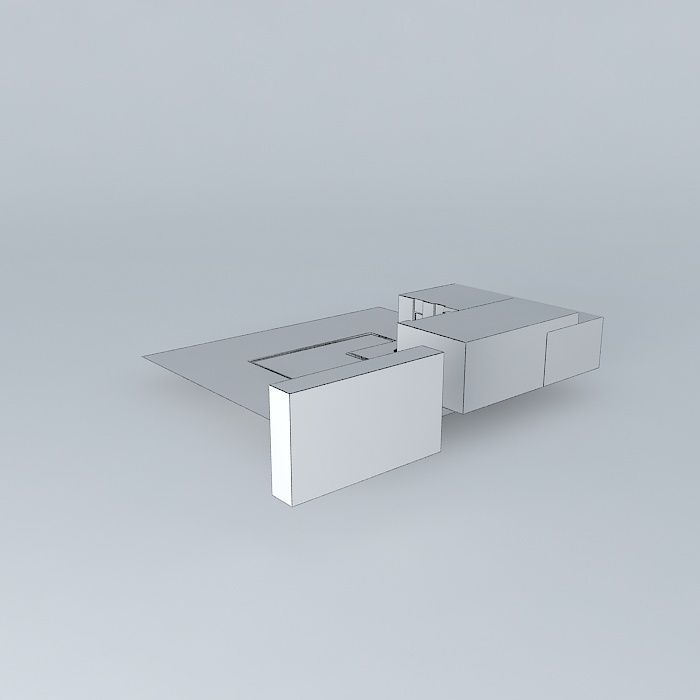 Modern house with pool Free 3D model_4