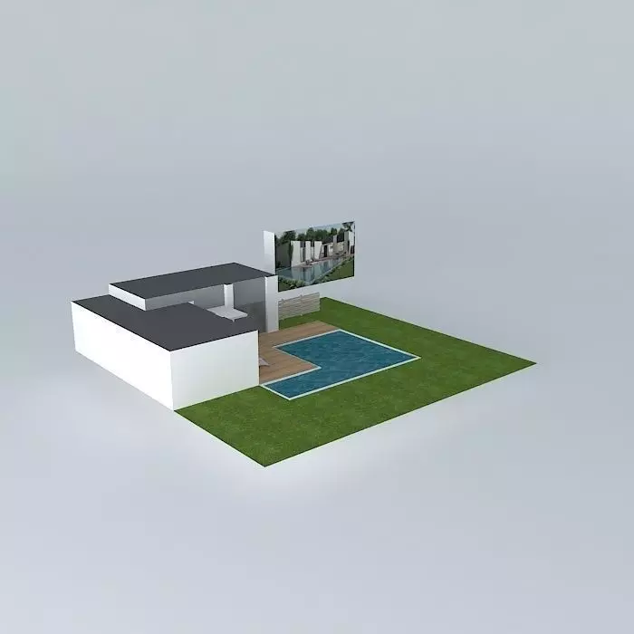 Modern house with pool Free 3D model_0