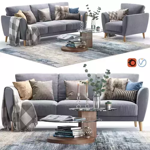 Aria sofa and armchair 3D model