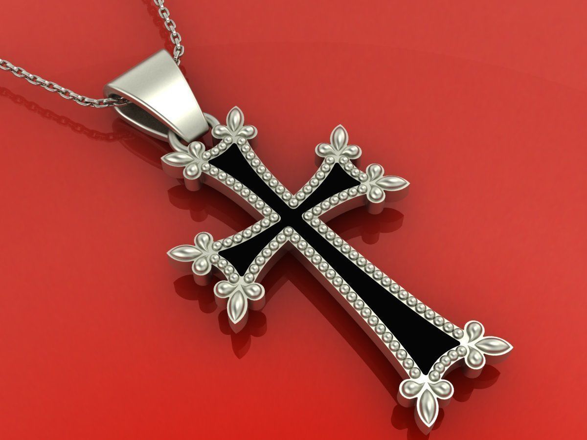 Original Armenian cross with enamel 3D print model_2