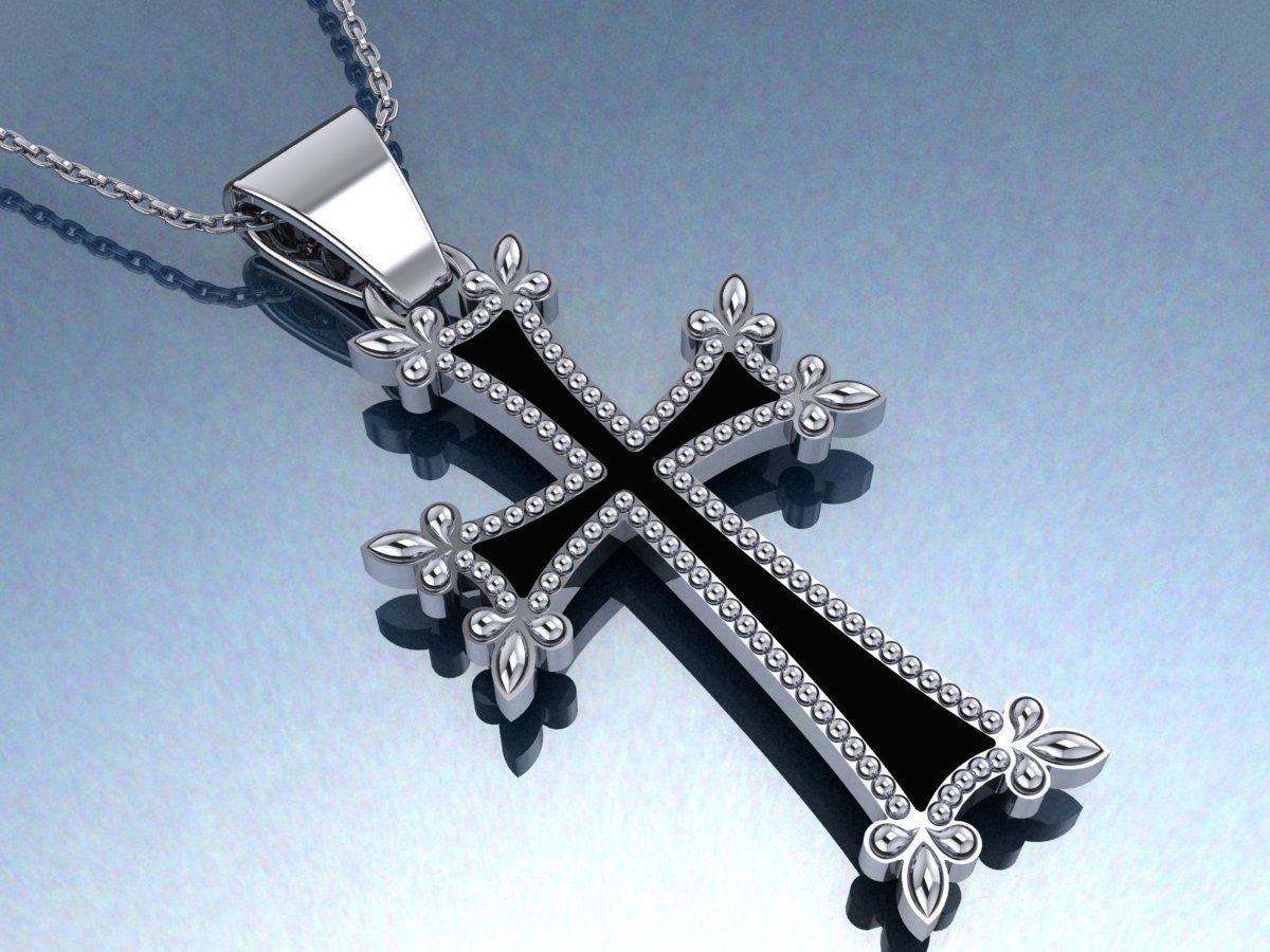 Original Armenian cross with enamel 3D print model_3