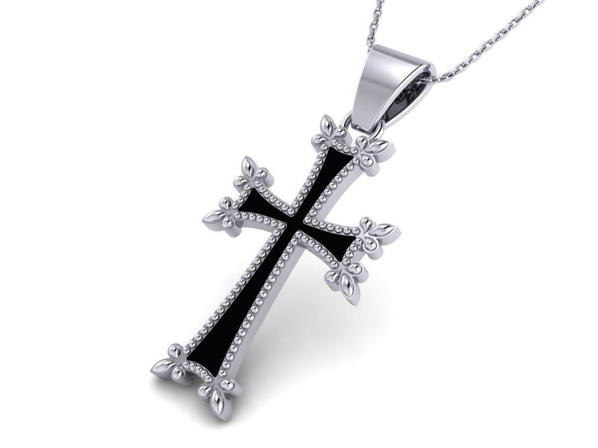 Original Armenian cross with enamel 3D print model_4