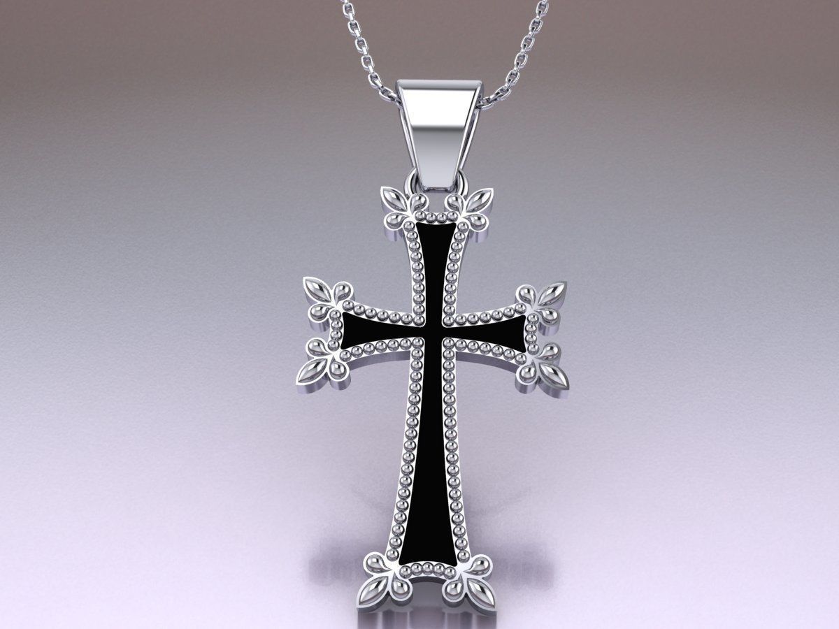 Original Armenian cross with enamel 3D print model_5
